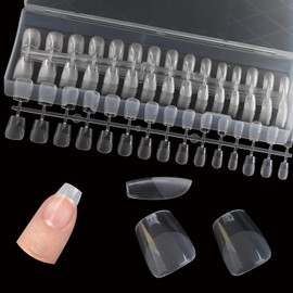 MUNCVY False Nails, Ballerina Ultra-Short S, Ultra-Thin, Full Adhesion, Glossy, Artificial Nails, 15 Sizes, 240 Pcs Set, Non-Sanding, Full Coverage, Plain Tips, Clear Tips, Practice Use, Professional