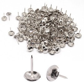 S SYDIEN Upholstery Tacks for Furniture Silver 150Pcs, 7/16 Inch Vintage Decorative Nails Metal Upholstery Nails for Wood Antique Thumb Tacks for Furniture Sofa (11x17mm)