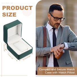 sourcing map Watch Travel Case, PU Leather Watch Storage Box 1 Slot Watch Holder Organize, Portable Watch Case Box Leather Watch Roll for Men and Women Gift Birthday Anniversary, Green