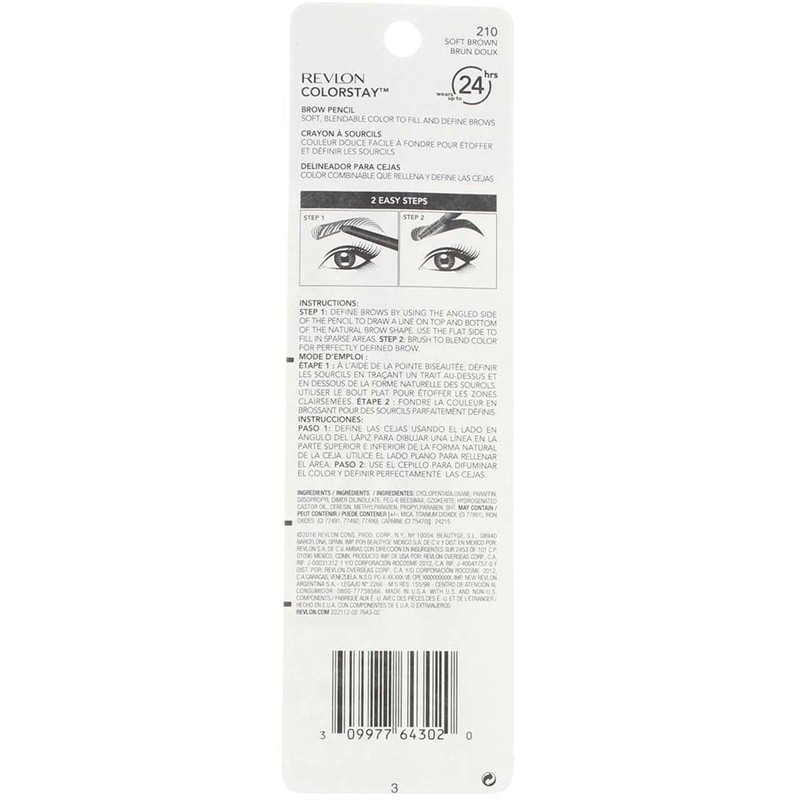Revlon Colorstay Brow Pencil, 210 Soft Brown (Pack of 2)