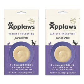 (2 Pack) Applaws Variety Puree Selection Lickable Cat Treats (Per Pack: 2 x 0.5 Oz Salmon, 2 x 0.5 Oz Chicken, and 2 x 0.5-oz Tuna): 12 Sachets Total