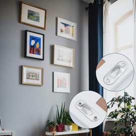 40 Pieces Single Keyhole Picture Hanger with 80 Pieces Screws Metal Keyhole Frame Hangers Keyhole Hanging Fasteners Brackets for Mirror Picture Frame Cabinet, 43 x 16 mm (Silver)