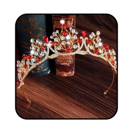 Obmyec Crystal Tiaras Gold Bridal Wedding Crown Princess Branch Head Crown Pageant Headpiece Earring Rhinestone Head Jewelry for Women