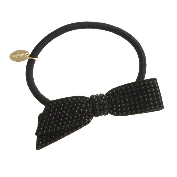 VINGTAINE H-708 Studded Bow Hair Elastics, Hair Accessory, Black