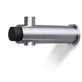 PHOS Design Elegant Stainless Steel Wall Hook with Door Stop, Matte Polished, Front Side with Rubber Buffer, Coat Hook, Window Stopper, Wall Protection, Wall Door Stopper