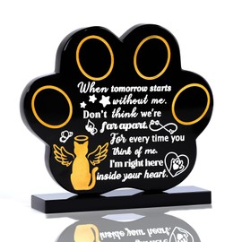 Cat Memorial Black Crystal Gifts Loss of Pet Bereavement Plaque Engraved with Paw Prints Gold Angel Cat Sympathy Remembrance In Memory of Cat Passed Away