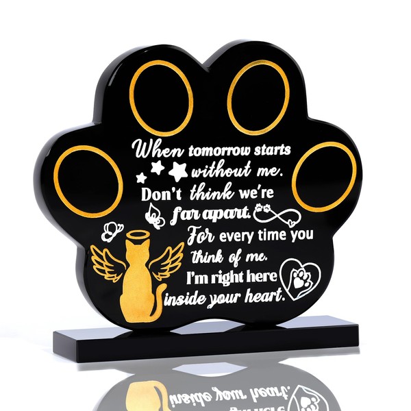 Cat Memorial Black Crystal Gifts Loss of Pet Bereavement Plaque