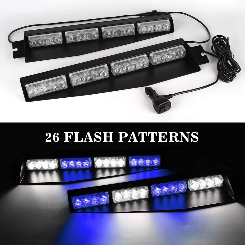 ASPL 32LED Visor Lights 26 Flash Patterns Windshield Emergency Hazard