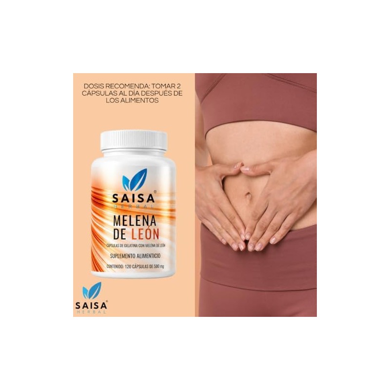 SAISA HERBAL Melena de León,120 Cápsulas Memoria, Concentración, Bienestar Cognitivo