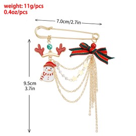 Vintage Safety Pins Brooch for Clothes Layered Chain Tassel Brooch Pins Stylish Dress Decorative Pins for Lapel Suit, Sweater, Hat, Scarf, Shawl Cute Y2k Grunge Punk Paper Clips Pins for Women Men (Christmas)