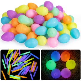 Glowing Easter Eggs Set - 216 Pieces with Mini Glow Sticks, Glow-in-The-Dark Party Supplies and Basket Stuffers