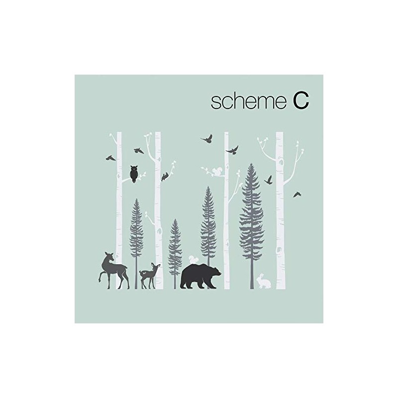 Simple Shapes Birch Trees with Animals Wall Decal - Scheme