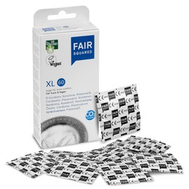 FAIR SQUARED XL Kondome 8 Stück 60 mm – Vegane Kondome 8er Pack aus fair gehandeltem Naturkautschuk – Kondom gefühlsecht hauchzart