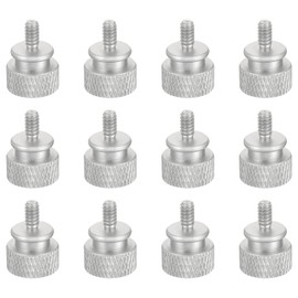 sourcing map 12pcs UNC6-32x6.5mm Knurled Thumb Screw Computer Case Threaded Hand Tighten Screws Aluminum Alloy for PC Case, Cement White