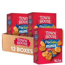Town House FlipSides Minis Oven Baked Crackers, Lunch Snacks, House Seasoned (12 Boxes)