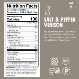 Undisclosed Chomps Grass-Fed & Finished Salt & Pepper Venison Jerky Meat Snack Sticks 10-Pac