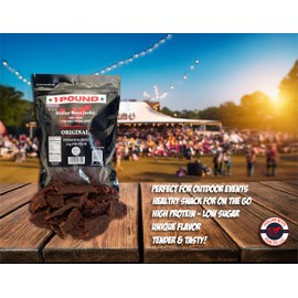 Hollar Boys Snacks Original Beef Jerky One Pound Resealable Bag, Low Carb, USA Made