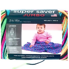 Red Heart Super Saver Jumbo Yarn Blacklight (Bundle with KC Crotchet Needle) Knitting Essential 482 Yards 100% Acrylic