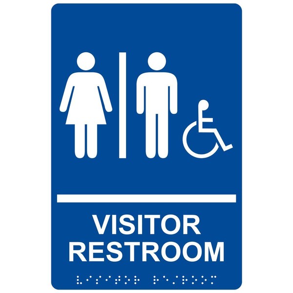ComplianceSigns.com Visitor Restroom Sign, ADA-Compliant Braille and Raised Letters, 9x6