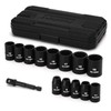 TecoTek 14 Pieces 3/8-Inch Drive Impact Socket Set, 12-Point, Metric,