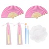 YSJCHEBS 2 Small Hand Fans, 2 Storage Pockets, 2 Brushes,
