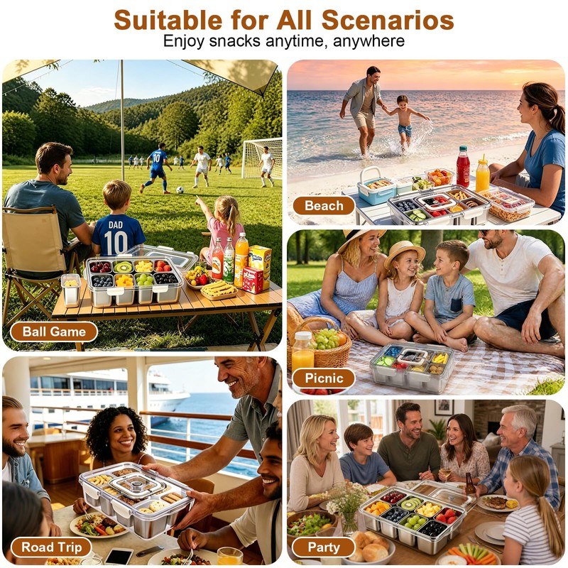 Stainless Steel Snackle Box Container, Dishwasher Safe Snack Box with