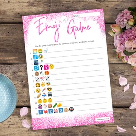 20 x Picture Baby Shower Game from Olivia Samuel - Girls Pink Glitter Design (20 Guest Cards + 1 Card of Answers for The Host + Winner Certificate)