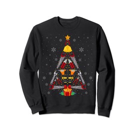 Woodworking Carpentry Christmas Tree Lights Carpenter Xmas Sweatshirt, black