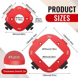 Pack of 2 Router Jig Radius Stencils for Routers, Precise Woodworking for Professionals, Milling Templates Router Accessories, Woodworking Templates for R10-R50 Radii