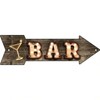 Bar Bulb Letters Metal Arrow Sign with Cocktail Glass – Rustic Marquee-Style Wall Decor (17" X 5")