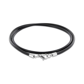 AURORIS Necklace/Bracelet – Black Rubber Cord Thickness 3 mm with Lobster Clasp Made of 304 Stainless Steel, Rubber, No Gemstone