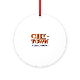 CafePress Chicago CHI Town Round 4" MDF Holiday Ornament