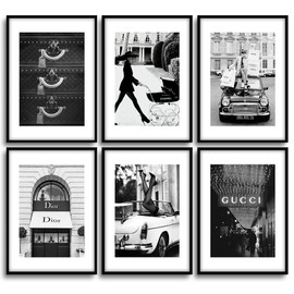MONOKO® Living Room Poster Set, Premium Picture Set for Bedroom, Stylish Wall Pictures, Set of 6, without Frame, Fashion Poster Set in Black/White, 6 x A4/21 x 29.7 cm