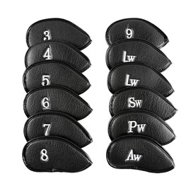 12 Pcs Golf Club Head Covers with Embroidered Labels, Leather Headcovers for Golf Clubs, Durable and Stylish Head Covers for Irons Gift worthy