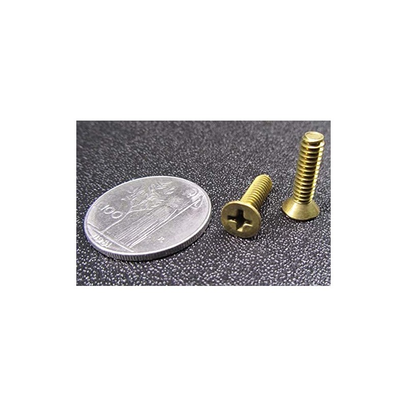 Brass Flat Head Phillips Machine Screws, FT, 10-24 Thread Size