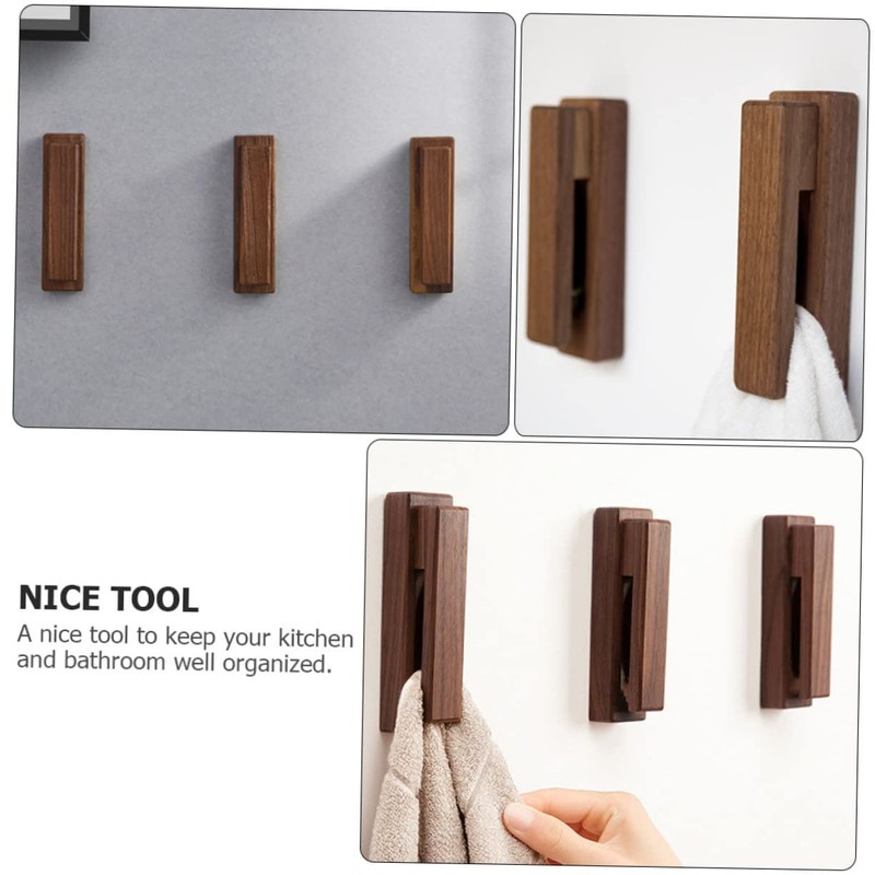 CAXUSD 1pc Solid Wood Over Door Coat Hanger Mounted Hooks