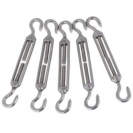 Eidoct 5 Pcs Stainless Steel 304 Turnbuckle Wire Rope Cable Tension (M5 Hook & Hook)