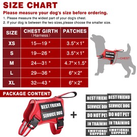 MOOGROU Service Dog Vest Harness and 10 Patches for Large Dogs,Mesh Design Adjustable Emotional Support Dog Vest,Lightweight Reflective Do Not Pet Dog Harness for Training Walking Everyday Red L