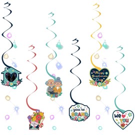 LOONELO Happy Grandparents Day Hanging Swirls Decorations, 12PCS Love Grandma & Grandpa Ceiling Swirls with Cutouts – Grandparents Party Hanging Décor for Birthday, Retirement, Anniversary Supplies