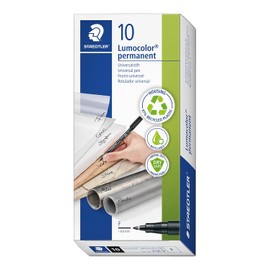 Staedtler 318-9 Rotuladores permanentes de punta fina Lumocolor, caja con 10 unidades