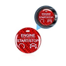 AIRSPEED for Ford Mustang Carbon Fiber Car Engine Start Stop Button Sticker Interior Trim Compatible with Ford Mustang 2015-2023 (Red)