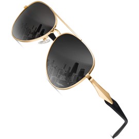 HENGOSEN Aviator Sunglasses Men's Sunglasses Pilot Sunglasses: Sunglasses Men Vintage Metal Frame Sun Glass, 03-Gold/Gradient Grey
