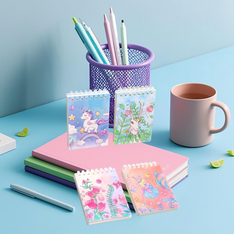 YIHUANYIFA 4pcs Small Notebooks Pocket Top Bound Spiral Panda Notepads