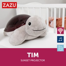 ZAZU Tim The Turtle Projector - Baby Slumber Portable Bed Lamp | Sunset Sky Projector | 3 Soothing Melodies | Gentle Brightness | Cry Sensor | Auto-Shutoff