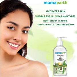 Mamaearth Gel De Aloe Vera Para Piel Y Cabello De Mamaearth Hidrata La Piel Y El Cuero Cabelludo Secos Reduce Las Quemaduras Solares Y Las Arrugas Nutrición Profund 10,14 Onzas Líquidas (Paque