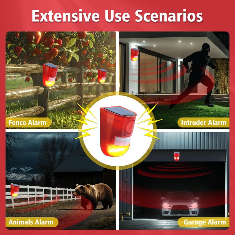 ChunHee Solar Outdoor Motion Sensor Alarm 4 Working Mode Motion