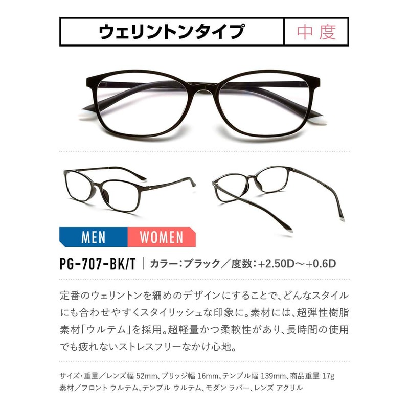 TKZ PINTGLASSES PG-707-BK/T 中度モデル ブラック
