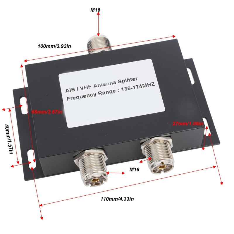 2-Way VHF AIS Antenna Splitter 136 to 174MHz 100W Power