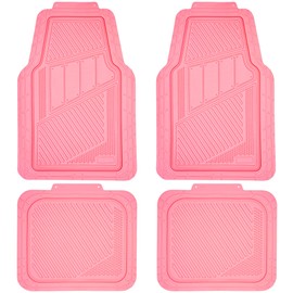 CAR PASS Heavy Duty Rubber Floor Mats 4-Piece,Pink Car Mats Full Sets Anti-Slip,Waterproof Universal Trim-to-Fit for Car SUV Truck, Durable All Weather Automotive Car Mats for Women,Girly(All Pink)