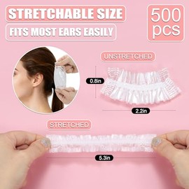 Paquete de 500 fundas desechables para las orejas para la ducha, impermeables, protectores para teñir el cabello y uso en salones, spa, hotel, hogar, 